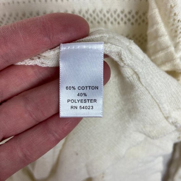 Banana Republic White Eyelet Knit Cardigan Sweater Size Large Open Front Minimal - Picture 6 of 13